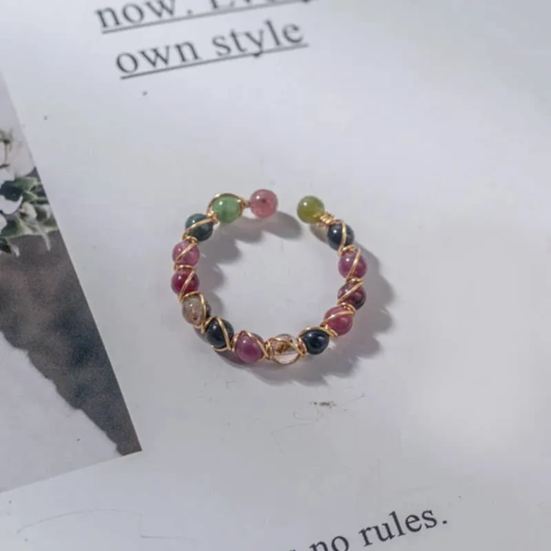 Bohemian Style Natural Stone Ring in Zinc Alloy and Acrylic