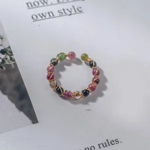 Bohemian Style Natural Stone Ring in Zinc Alloy and Acrylic