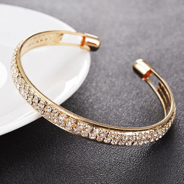 Bohemian Style Women Girls Gold Bracelet Rhinestone