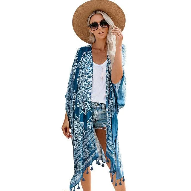 Boho Chic Short Printed Beach Cover Up