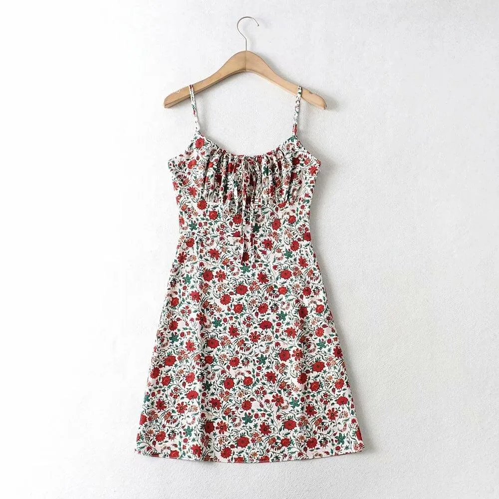 Boho Floral Print Sling Dress