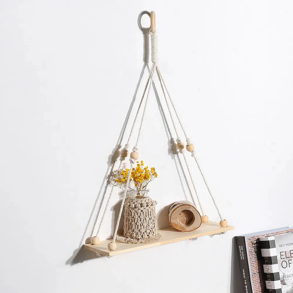 Boho Macrame Wall Shelf