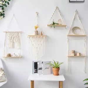 Boho Macrame Wall Shelf
