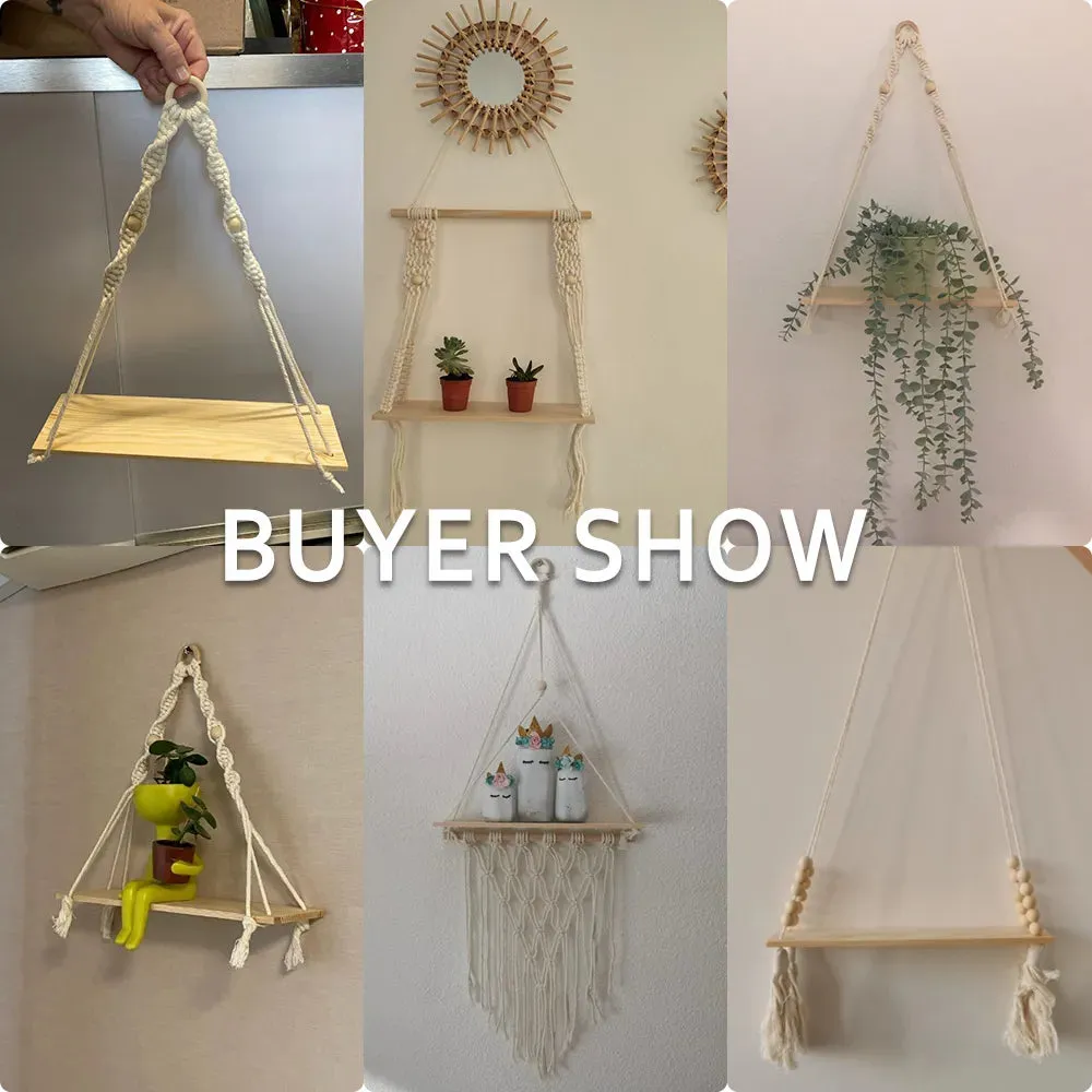 Boho Macrame Wall Shelf