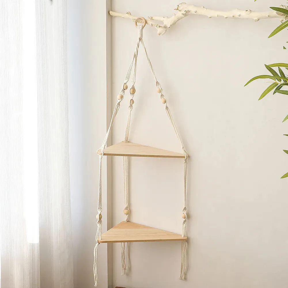Boho Macrame Wall Shelf