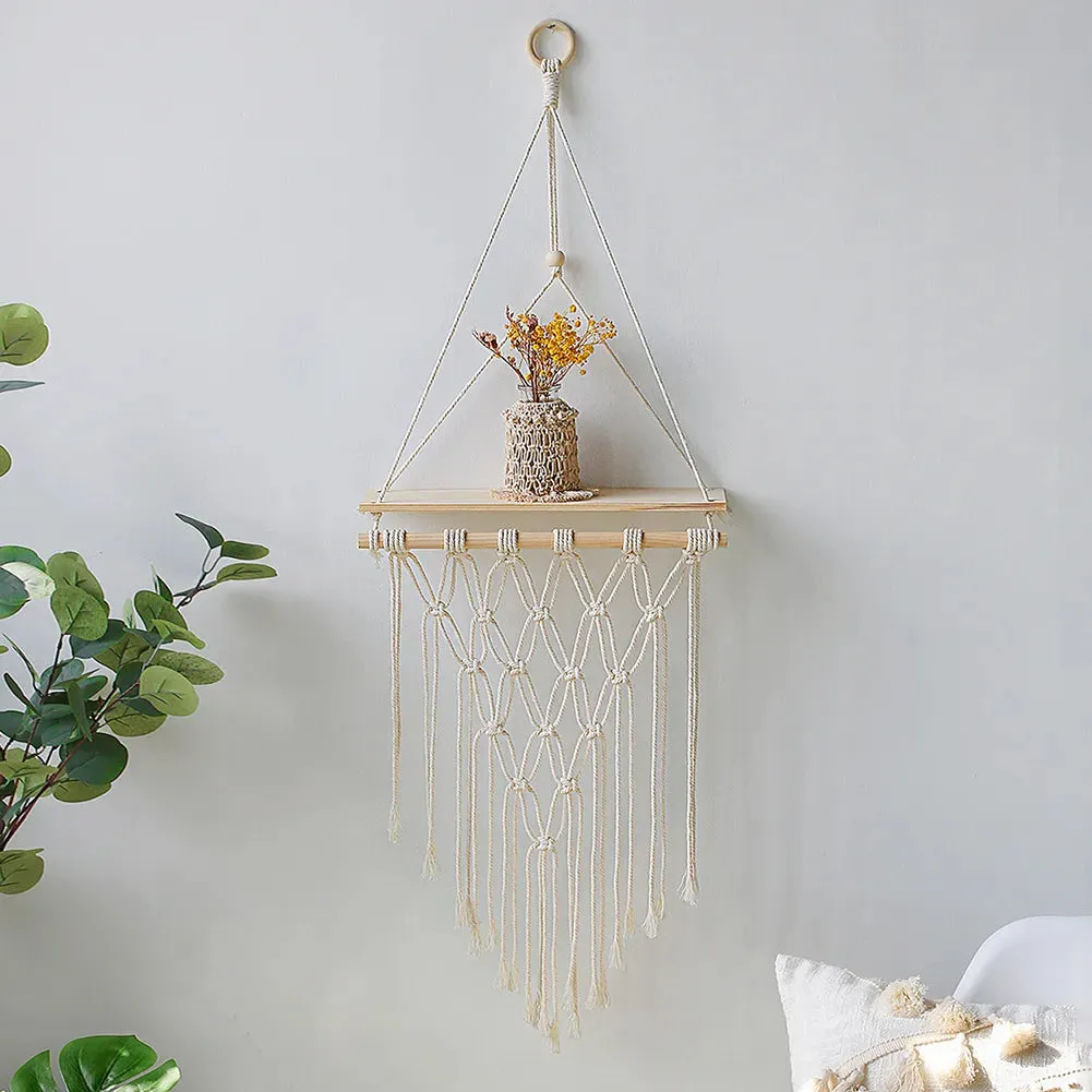 Boho Macrame Wall Shelf