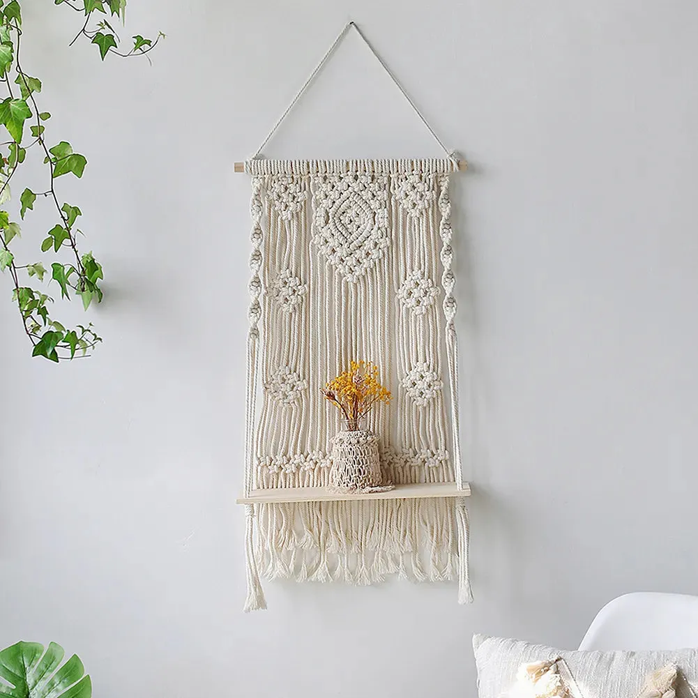 Boho Macrame Wall Shelf