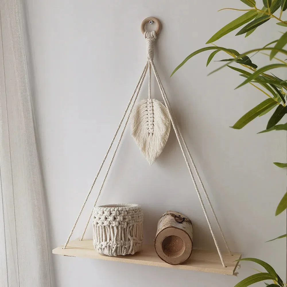 Boho Macrame Wall Shelf