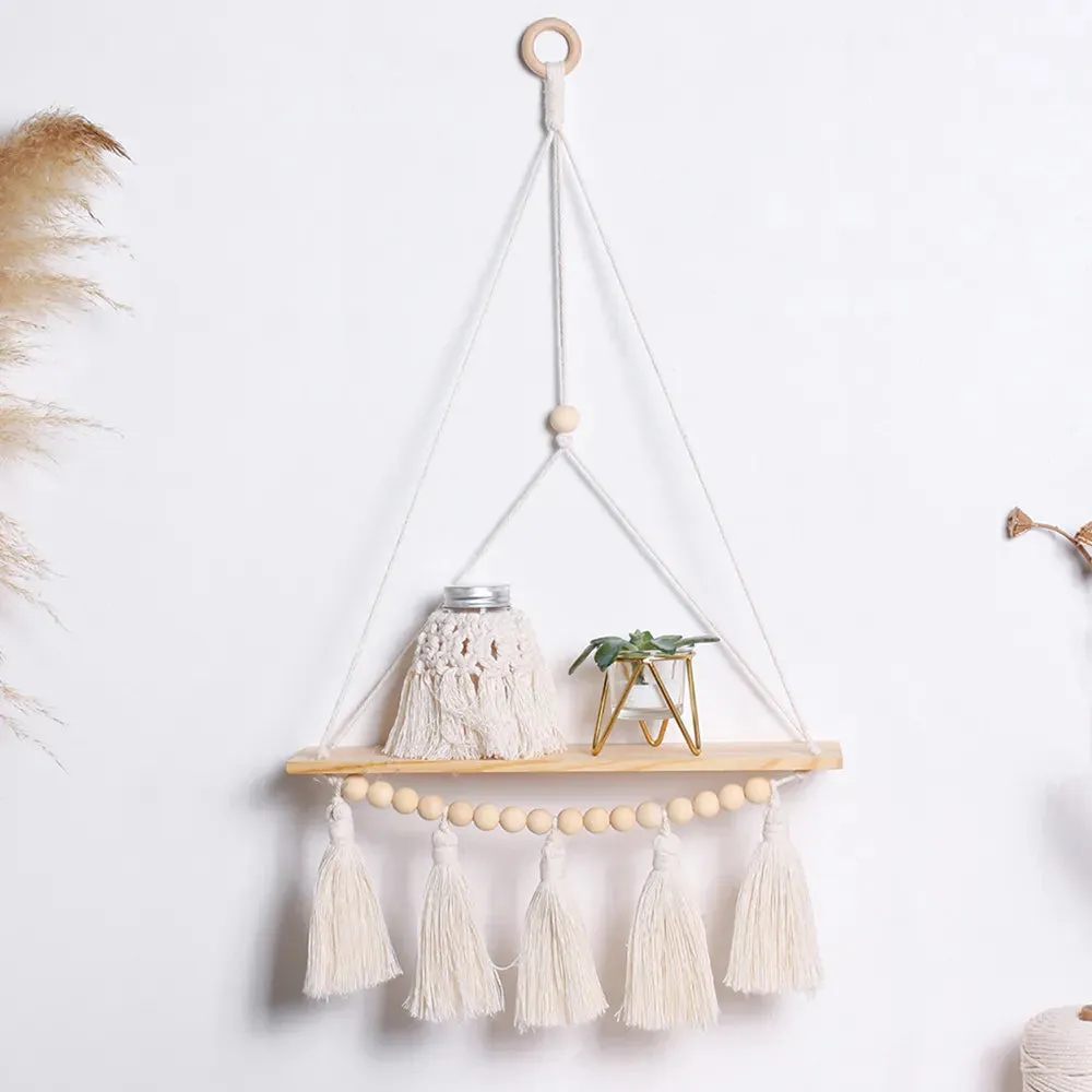Boho Macrame Wall Shelf
