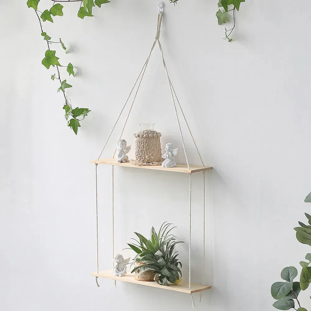 Boho Macrame Wall Shelf