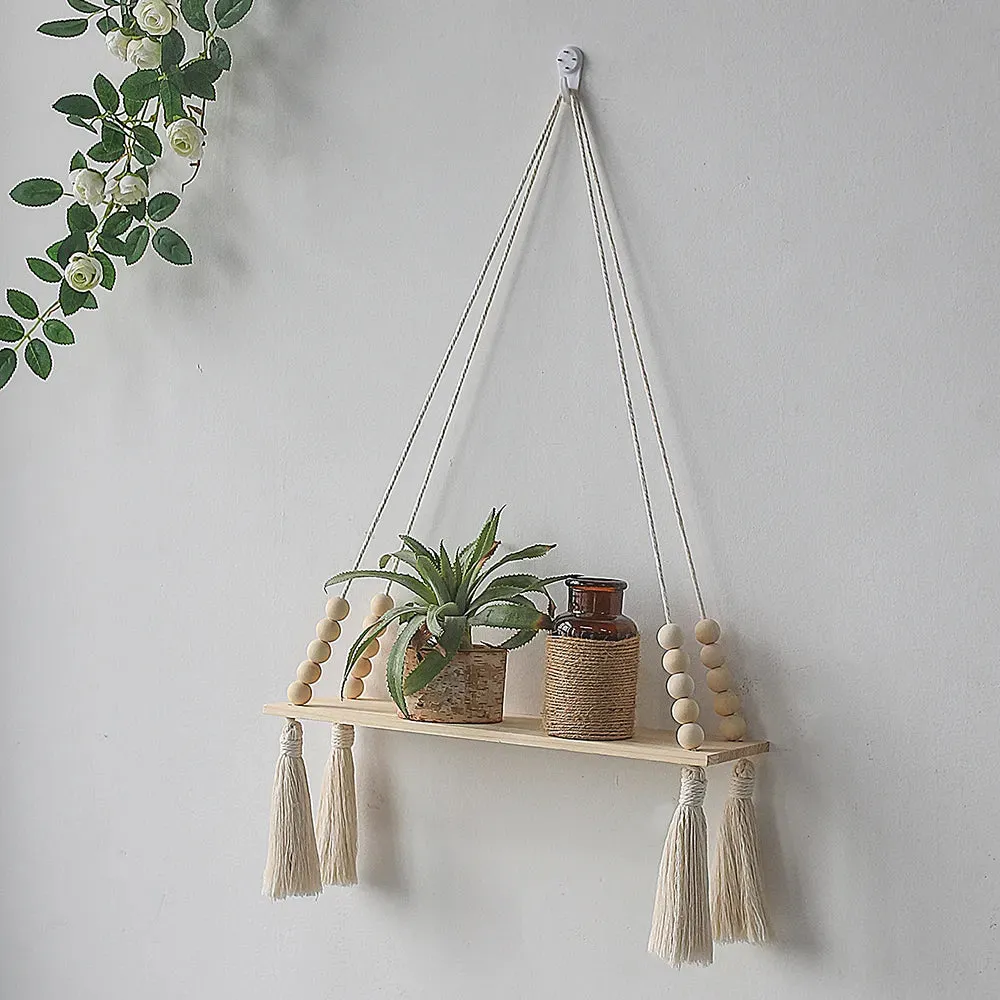Boho Macrame Wall Shelf