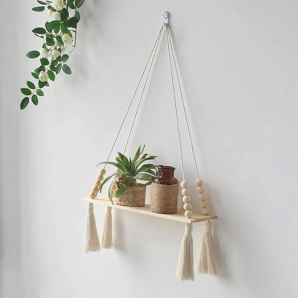 Boho Macrame Wall Shelf