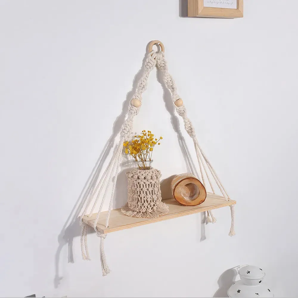 Boho Macrame Wall Shelf