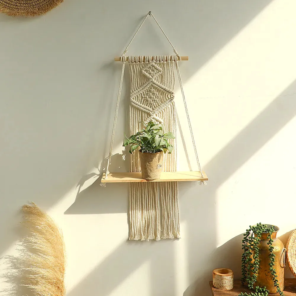 Boho Macrame Wall Shelf