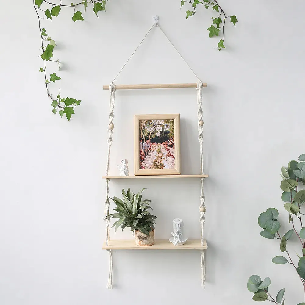 Boho Macrame Wall Shelf