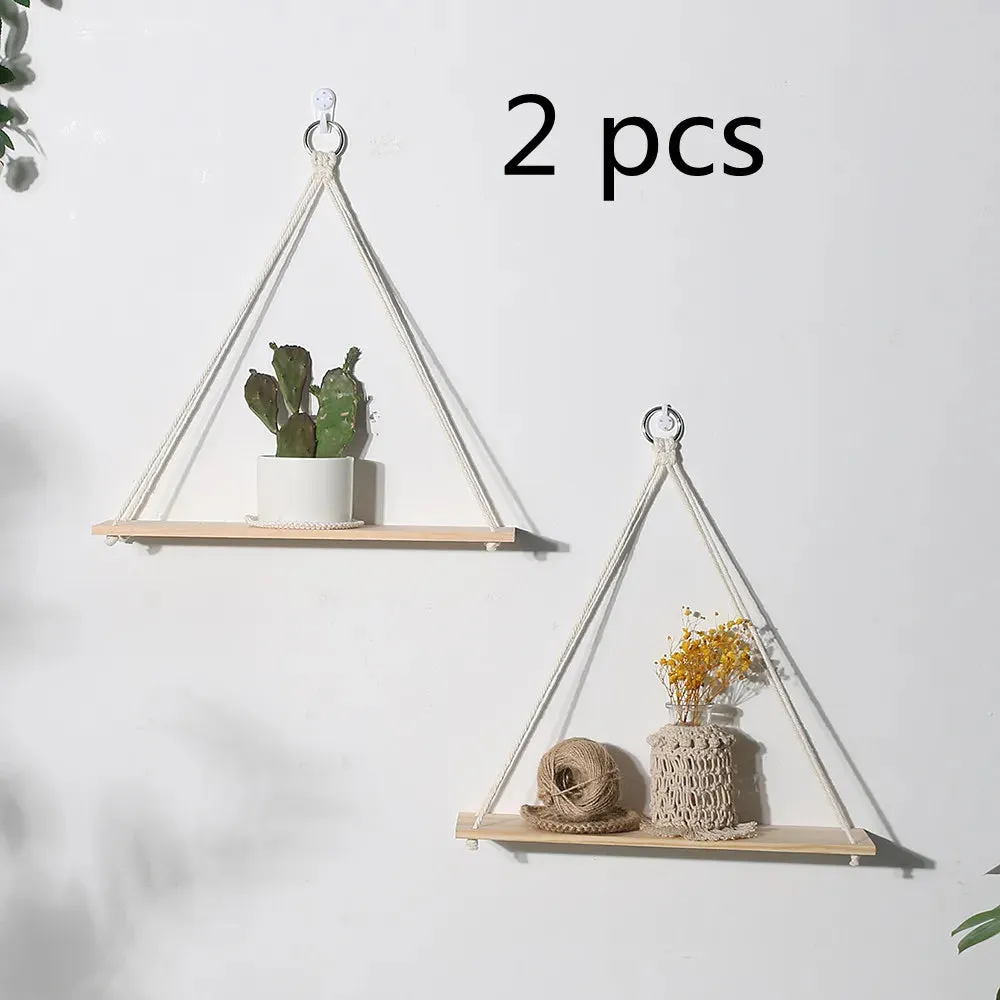 Boho Macrame Wall Shelf