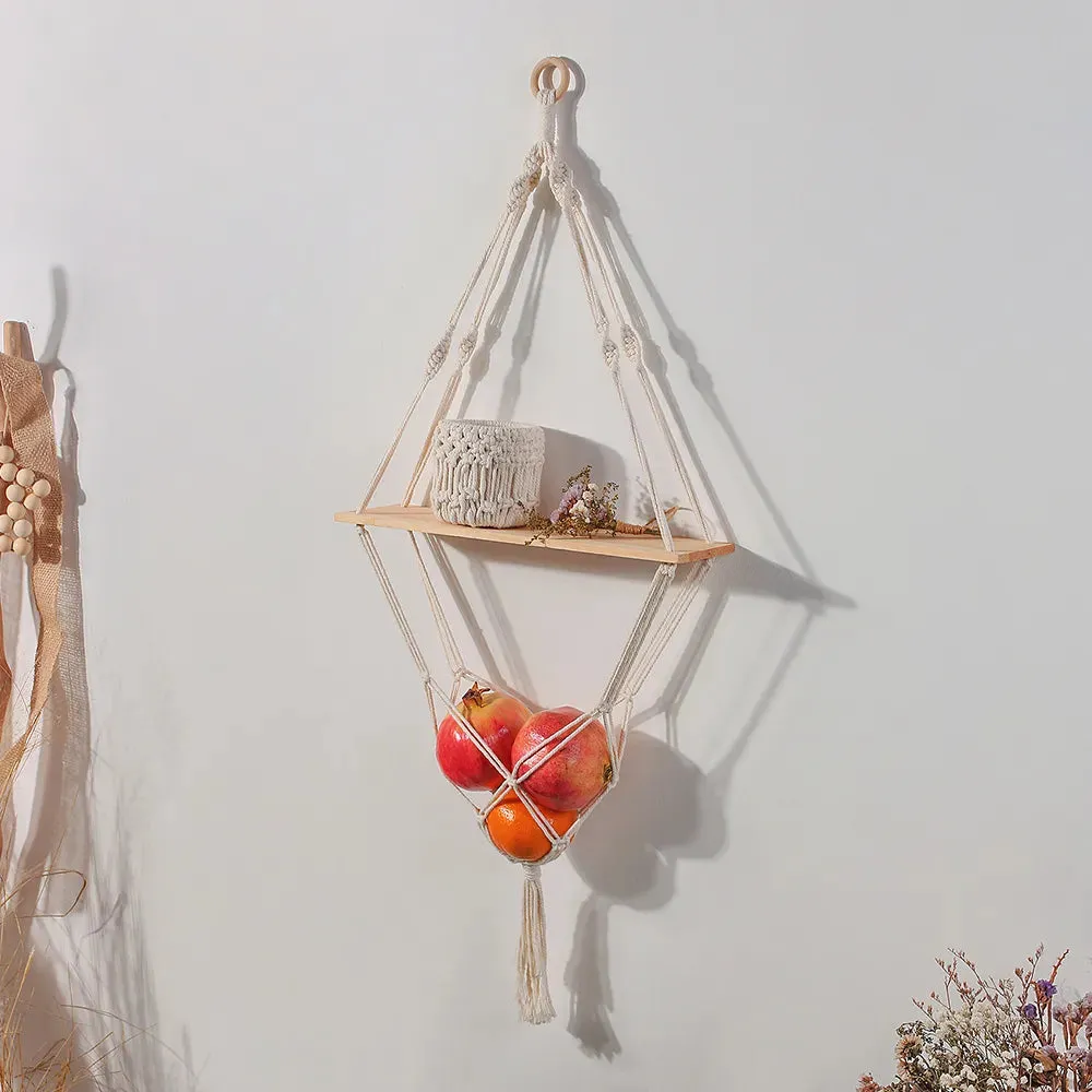 Boho Macrame Wall Shelf