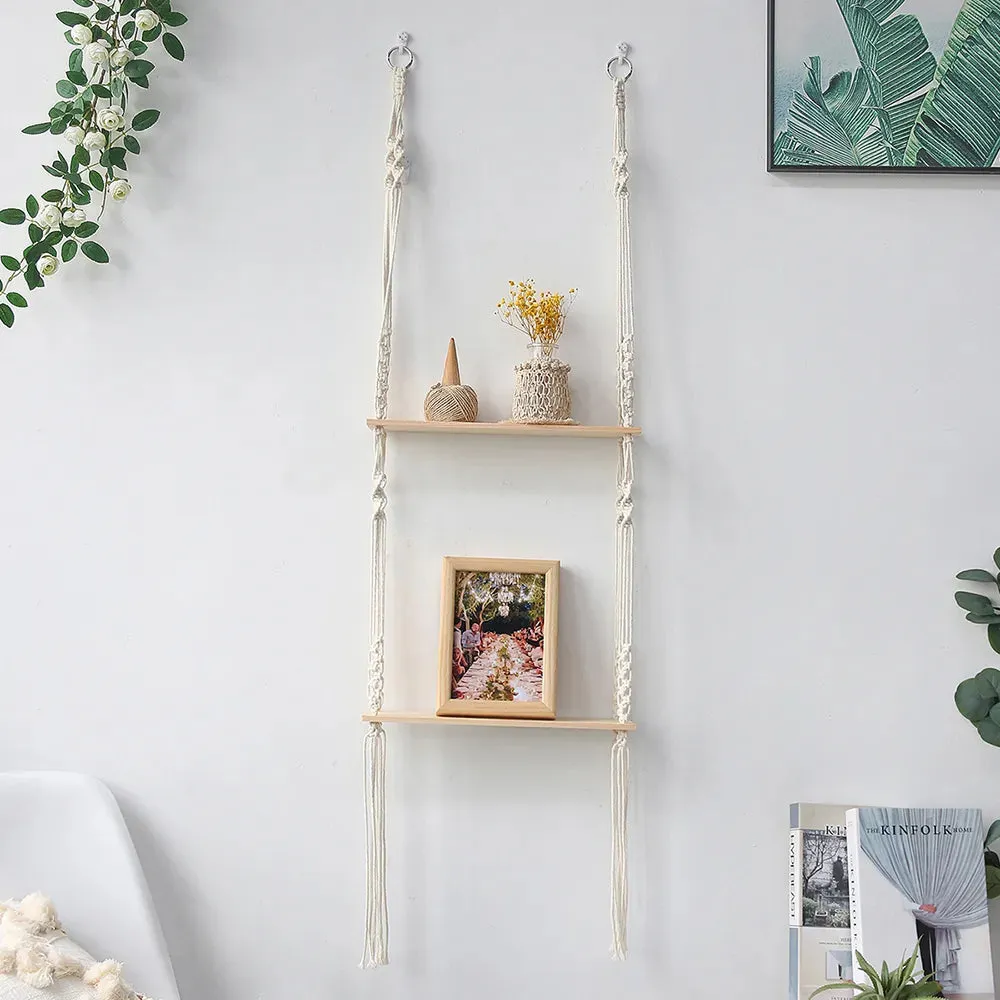 Boho Macrame Wall Shelf