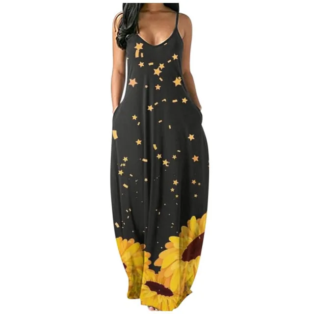 Boho Maxi Spaghetti Strap Backless Long Summer Sexy Party Bohemian Beach Dress