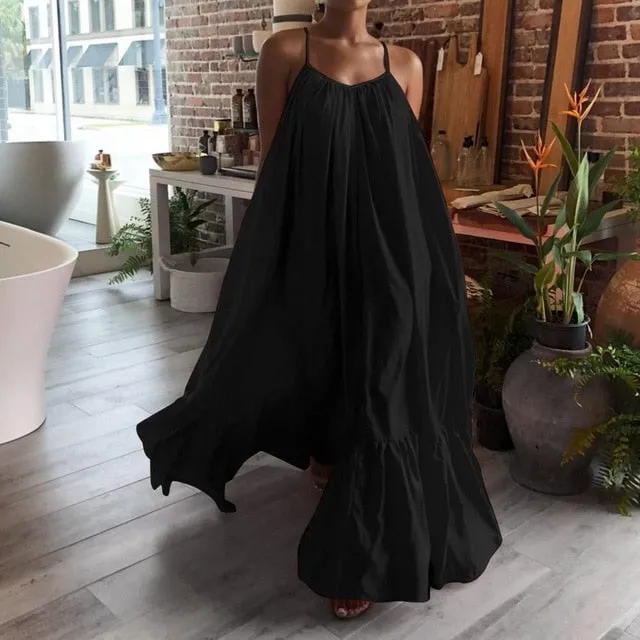 Boho Maxi Spaghetti Strap Backless Long Summer Sexy Party Bohemian Beach Dress