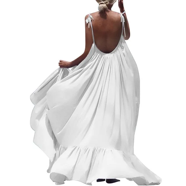 Boho Maxi Spaghetti Strap Backless Long Summer Sexy Party Bohemian Beach Dress
