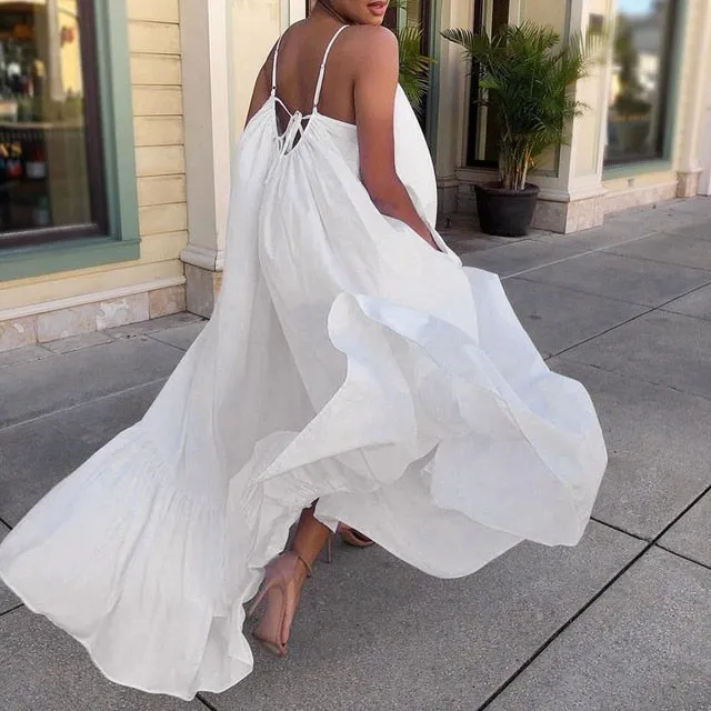 Boho Maxi Spaghetti Strap Backless Long Summer Sexy Party Bohemian Beach Dress