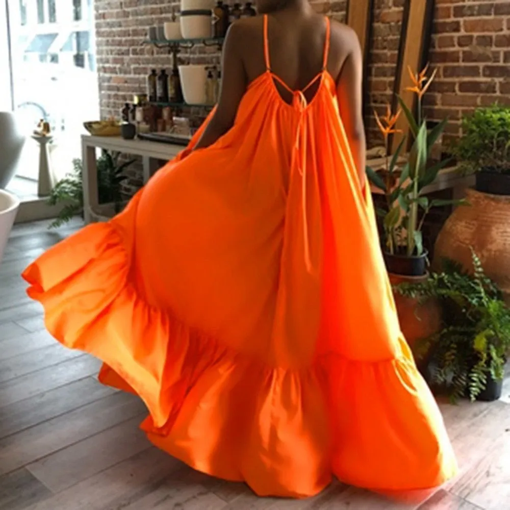 Boho Maxi Spaghetti Strap Backless Long Summer Sexy Party Bohemian Beach Dress