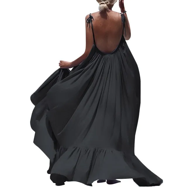 Boho Maxi Spaghetti Strap Backless Long Summer Sexy Party Bohemian Beach Dress