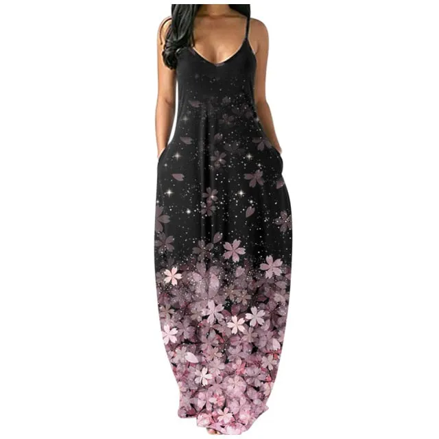 Boho Maxi Spaghetti Strap Backless Long Summer Sexy Party Bohemian Beach Dress