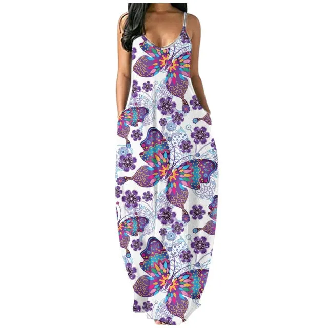 Boho Maxi Spaghetti Strap Backless Long Summer Sexy Party Bohemian Beach Dress