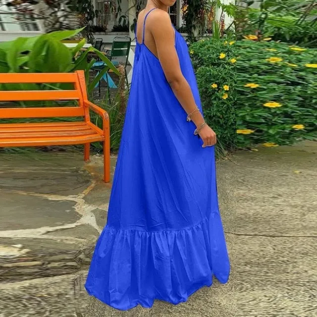 Boho Maxi Spaghetti Strap Backless Long Summer Sexy Party Bohemian Beach Dress