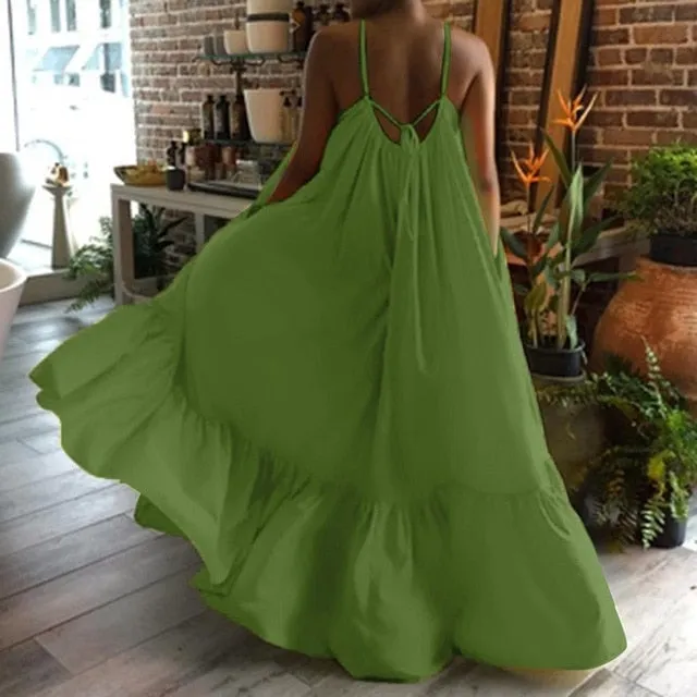 Boho Maxi Spaghetti Strap Backless Long Summer Sexy Party Bohemian Beach Dress