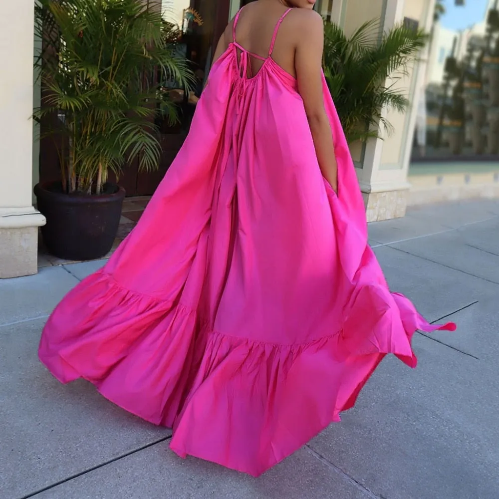 Boho Maxi Spaghetti Strap Backless Long Summer Sexy Party Bohemian Beach Dress