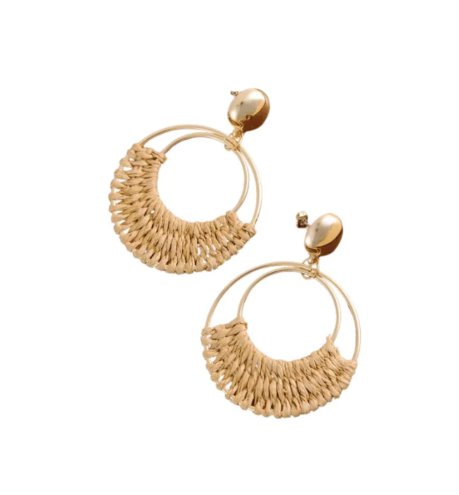 Boho Raffia Hoop Earrings