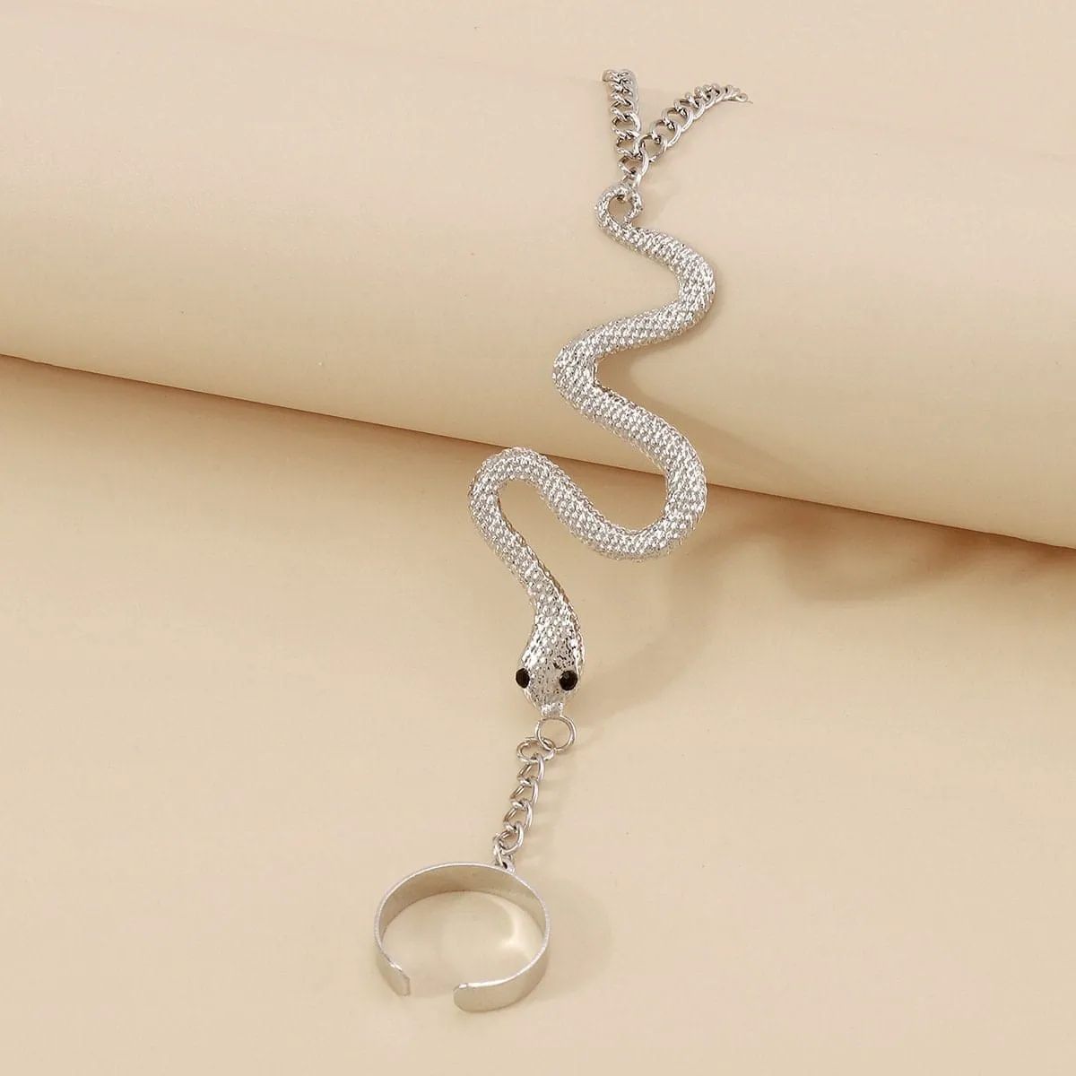 Boho Snake Finger Ring Chain Bracelet