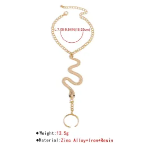 Boho Snake Finger Ring Chain Bracelet