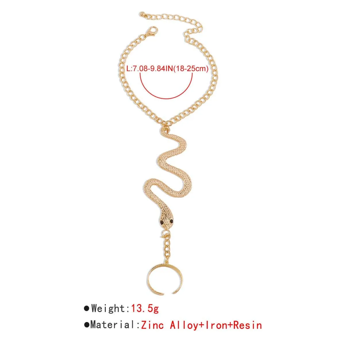 Boho Snake Finger Ring Chain Bracelet