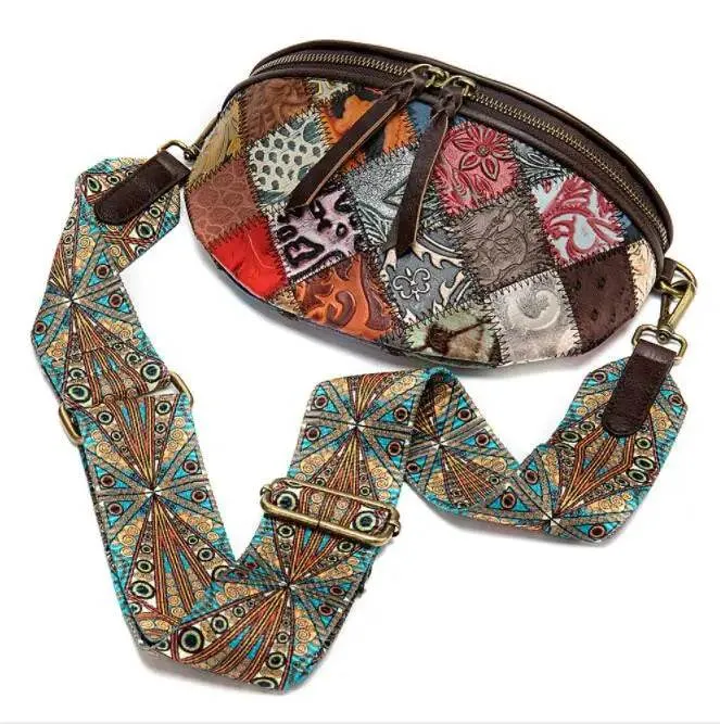 Boho Style Leather Waist Bag for Women Crossbody Chest Bag