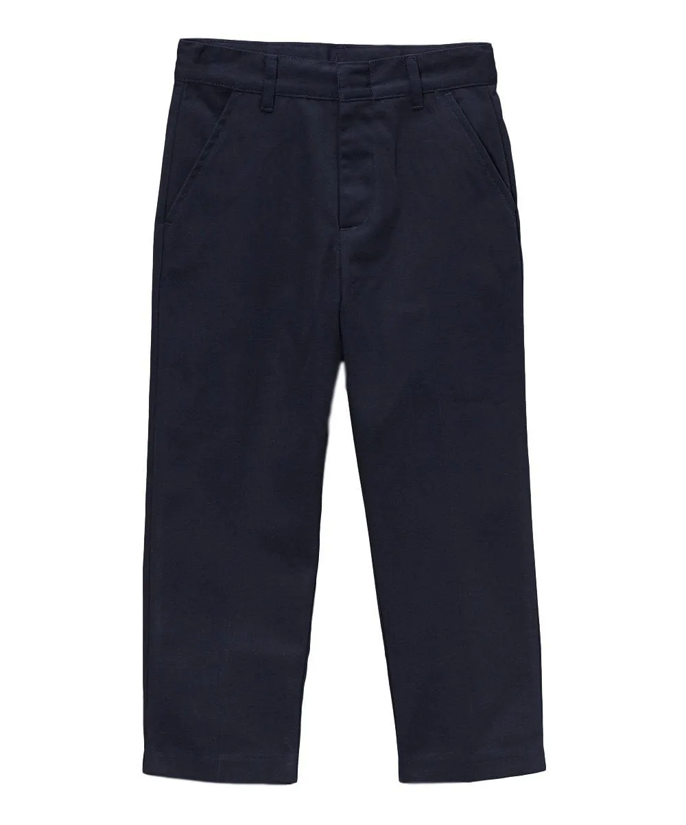 Boy's Navy Uniform Twill Pants Flat Front Pants 5-16