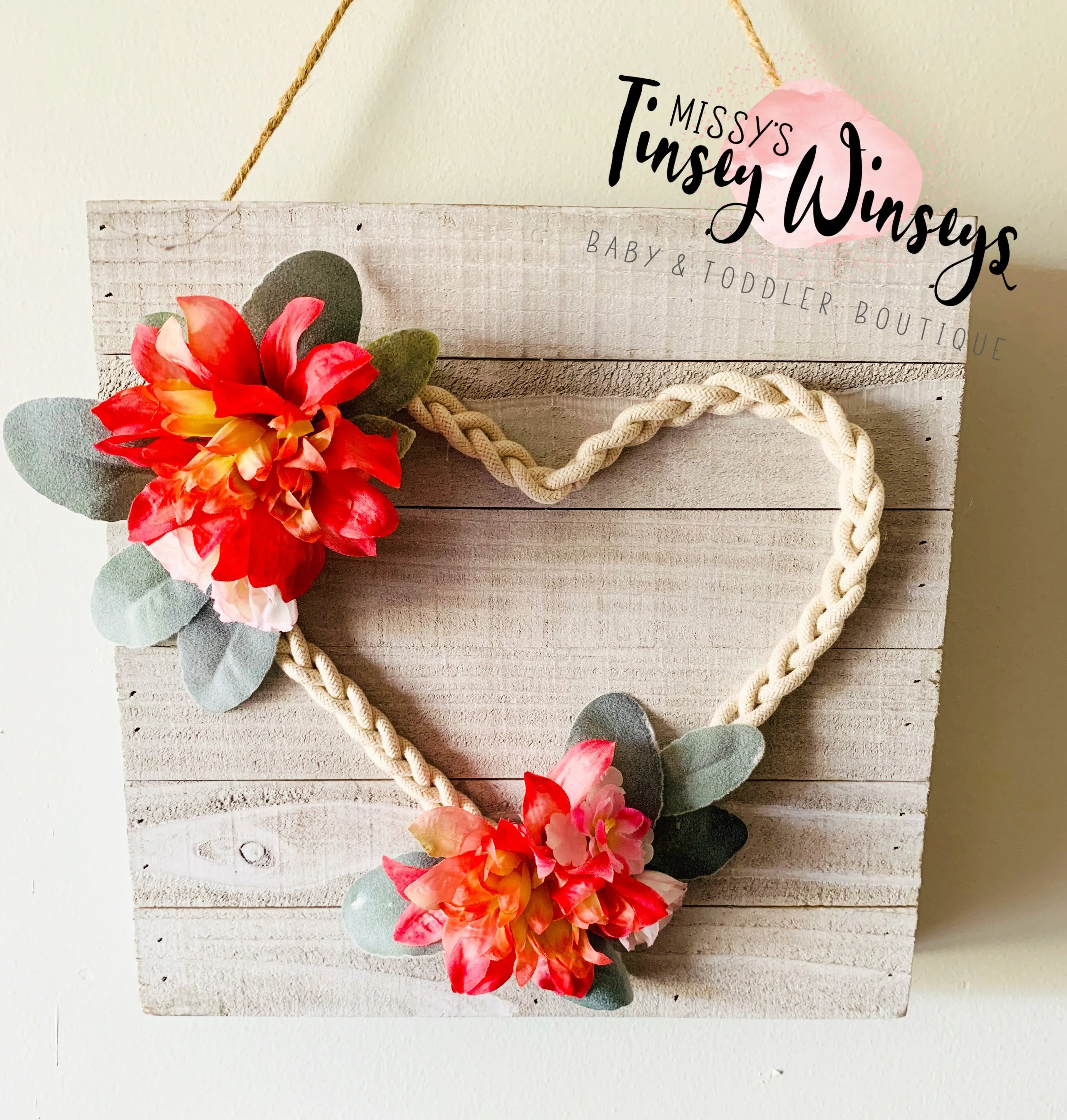 Braided Heart Floral Wall Decor