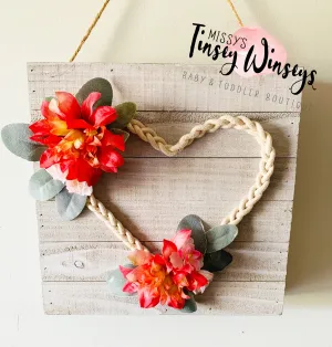 Braided Heart Floral Wall Decor