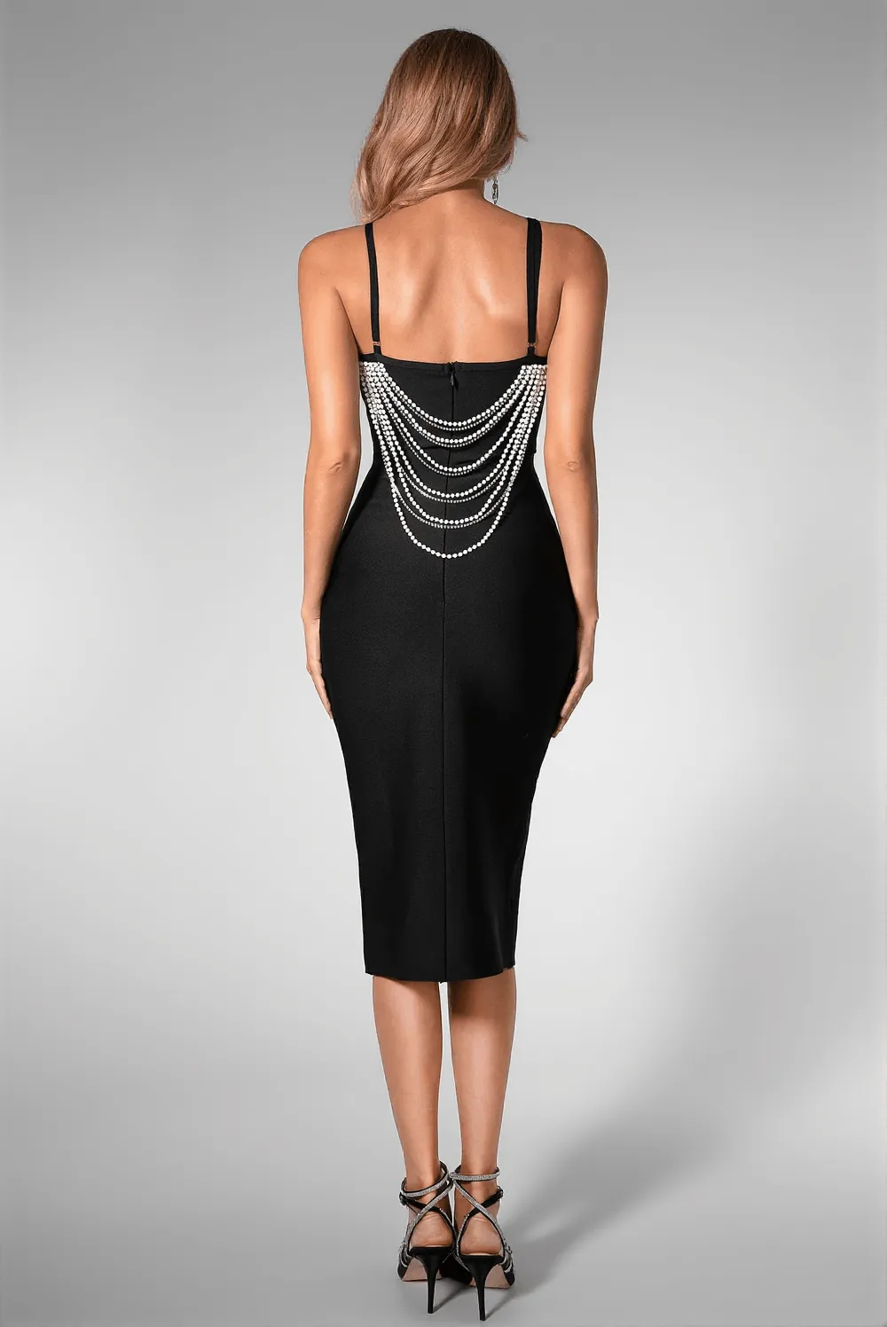 Brandalynn Pearl Strap Chain Dress