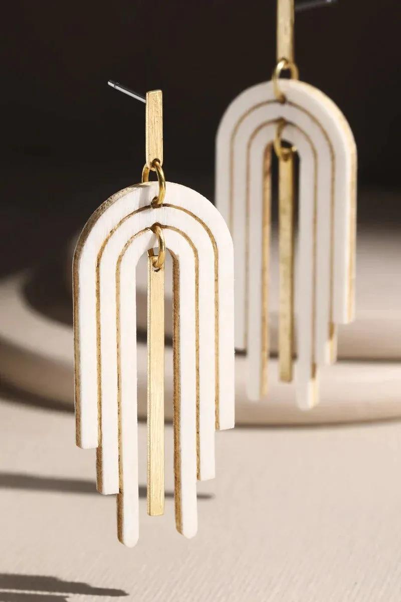 BROOKLYN WOODEN ARCH EARRINGS  - 2COLORS