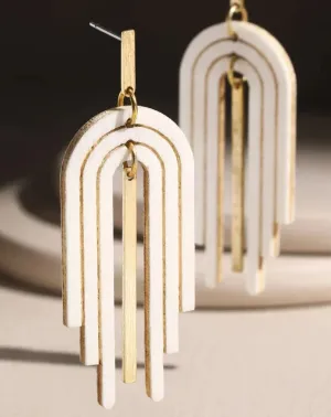 BROOKLYN WOODEN ARCH EARRINGS  - 2COLORS