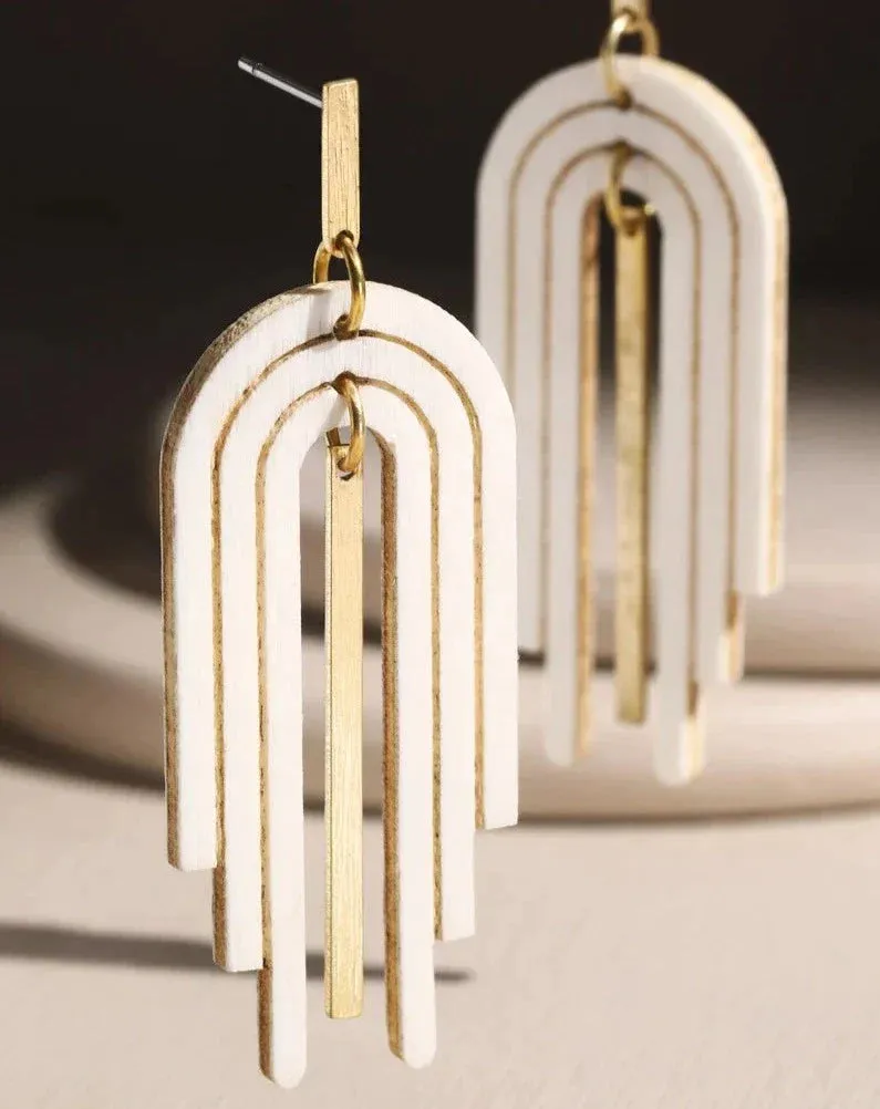 BROOKLYN WOODEN ARCH EARRINGS  - 2COLORS
