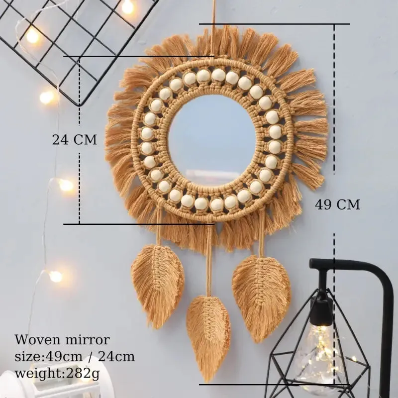 Brown Macrame Mirror for a Bohemian Touch to Your Space