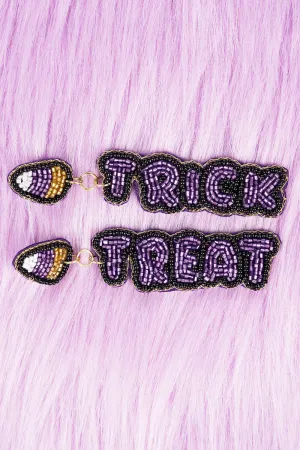 Candy Corn Purple  'Trick Treat'  Seed Bead Earrings