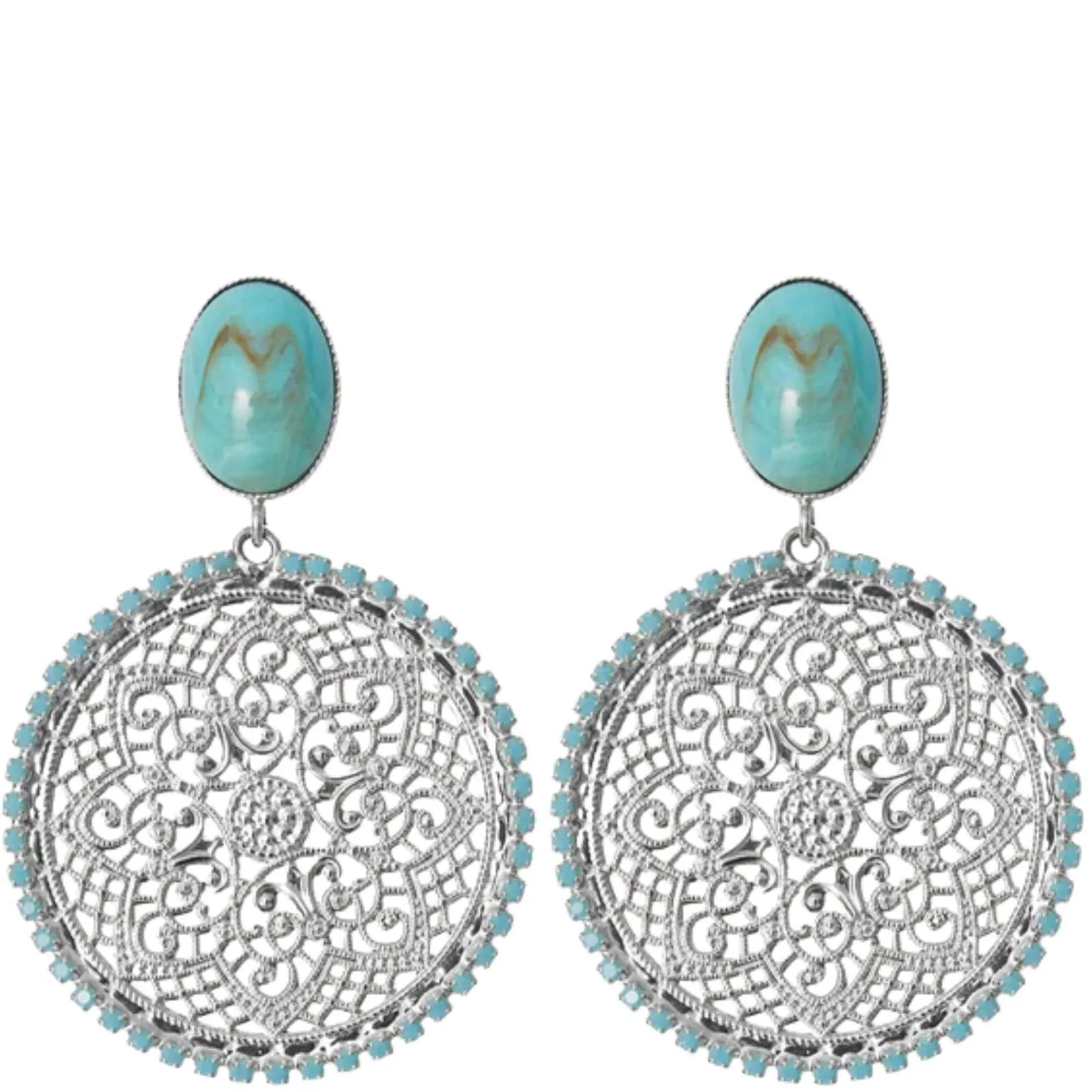 Caroline Svedbom Silver Alexander Boho Earrings - Turquoise Matt