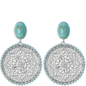 Caroline Svedbom Silver Alexander Boho Earrings - Turquoise Matt