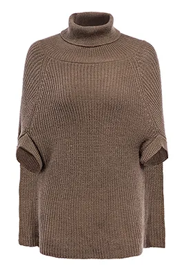 Casual Street Solid Patchwork Turtleneck Tops Sweater (Without Belt)(4 Colors)